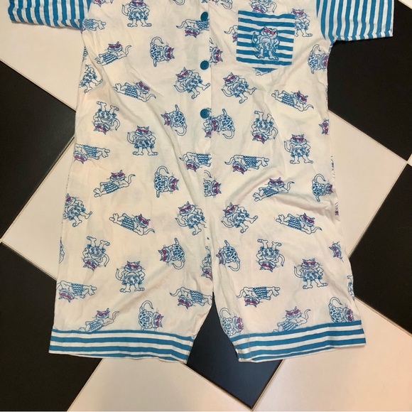 Vintage True Colors Sleepwear AOP All Over Pattern Cat Romper Pajamas size M - Picture 6 of 12